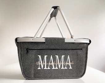 MAMA | MOM | OMA Personalisierter Einkaufskorb mit  Wunschperson | Initialen | Geschenk | Handmade