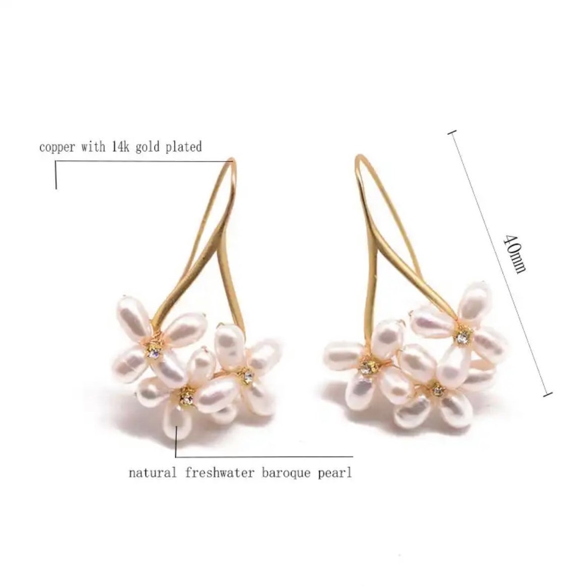 Earrings - Gold Pearl Cluster Flower Hoop