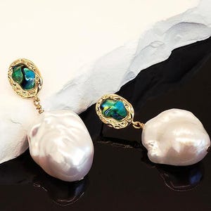 Baroque Pearl AAAA Quality Irregular Natural White Freshwater Cultured Pearl Drop Dangle Bridal Earrings for Women