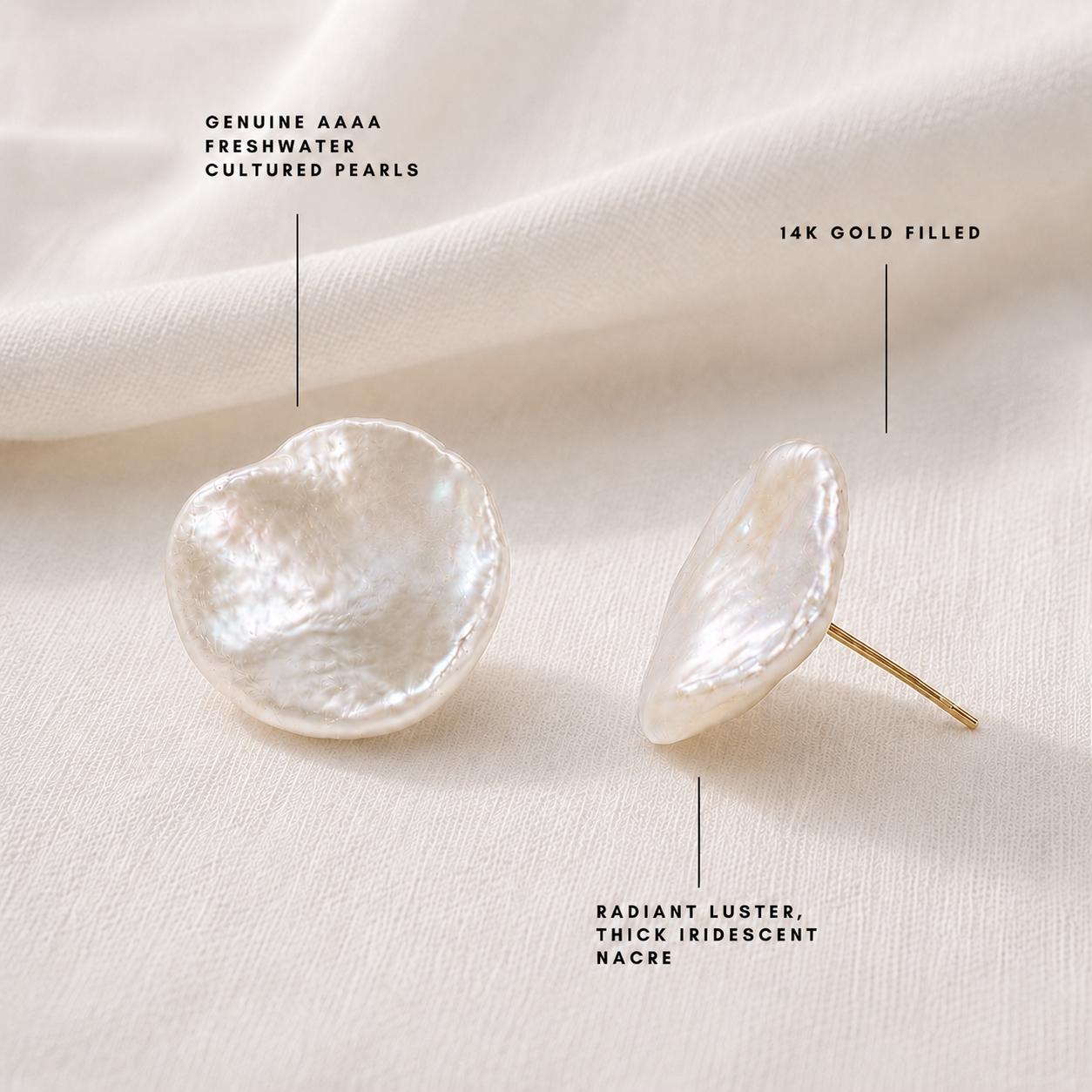 アクセサリー　まとめ　刻印多数　k18 PS100 12k 10k SV960 Genuine Keshi Pearl Studs – 14K Gold Filled Organic Baroque Petal