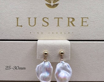 Irregular Freshwater Pearl Earrings • Baroque Pearl Statement Earrings • Genuine Pearl Dangle Earrings • Chunky Pearl Dangle Earrings
