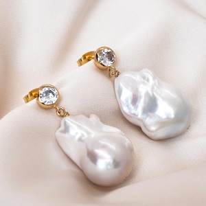 Fireball Baroque Pearl Drop Dangle Bridal Earrings for Women AAAA Quality Natural White Freshwater Cultured Irregular Pearls