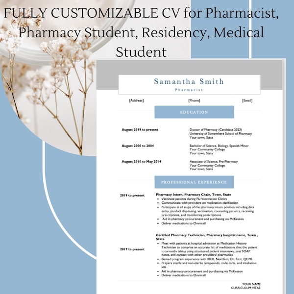 Pharmacist Resume Template Etsy