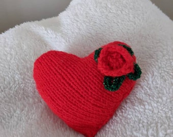 Hand knitted Love heart cushion