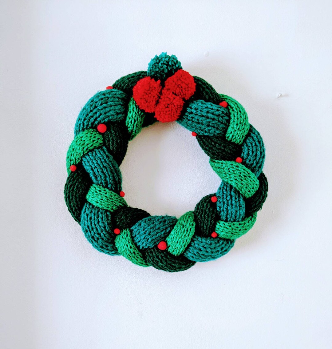 Hand Made Knitted Christmas Wreath or Decoration Etsy UK