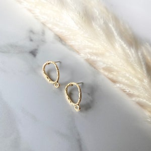 Tear shape gold plated stud earring connectors • earring studs • jewellery making findings • earring charms • gold plated earring connector