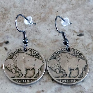 Buffalo Nickel Earrings, Indian Head Nickel, Handcrafted, Nickel Earrings, Coin Earrings, Earrings, Buffalo, Indian, Vintage, Historic