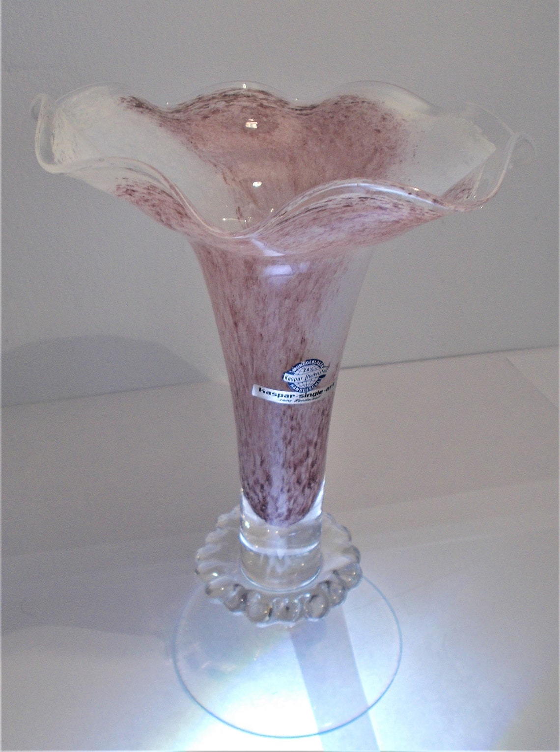 Peter Kaspar Crystal Glass Vase Handmade Kaspar Single Art Etsy