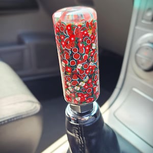 Czerwona gałka zmiany biegów z owocami - M8 M10 M12, ręcznie robiona, niestandardowa dźwignia zmiany biegów