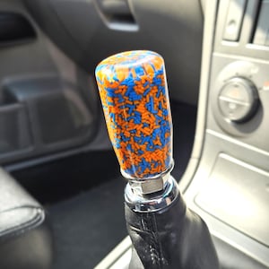 Niebiesko-pomarańczowa gałka zmiany biegów Sprinkle - M8 M10 M12, ręcznie robiona, niestandardowa dźwignia zmiany biegów