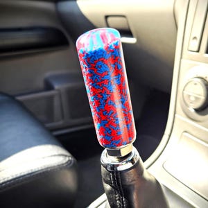 Rödblå ströväxelspaksknopp - M8 M10 M12 Handgjord specialanpassad växelspak