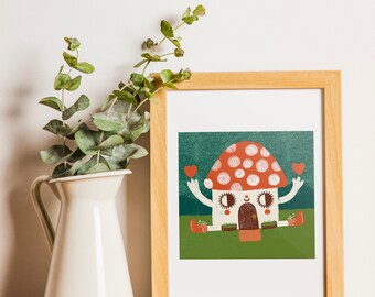 Mushroom Cottage Print