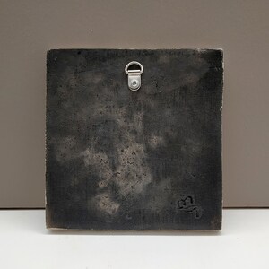 Icon 1, phone call symbol, handmade ceramic square, raku firing. image 4