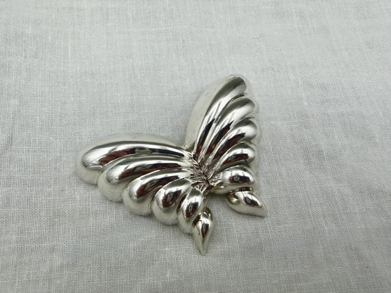 Vintage Jondell Spain 925 Sterling Silver Puffy Butterfly Brooch