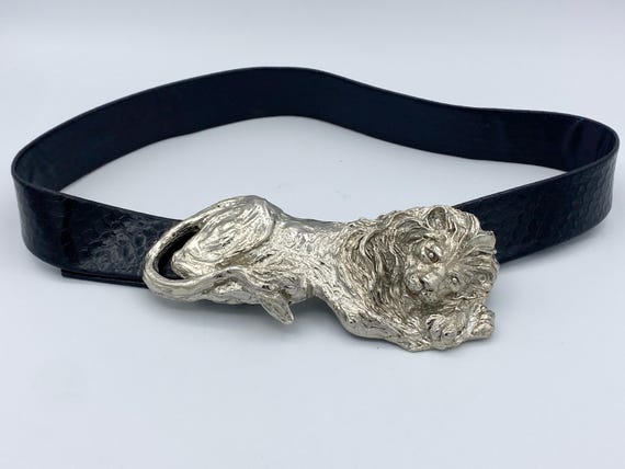 Vintage Signed Mimi Di N Silver-tone Large Lion Belt Buckle  display picture 1