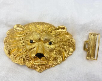 Vintage Signed Mimi Di N Silver-tone Large Lion Belt Buckle  display picture 1