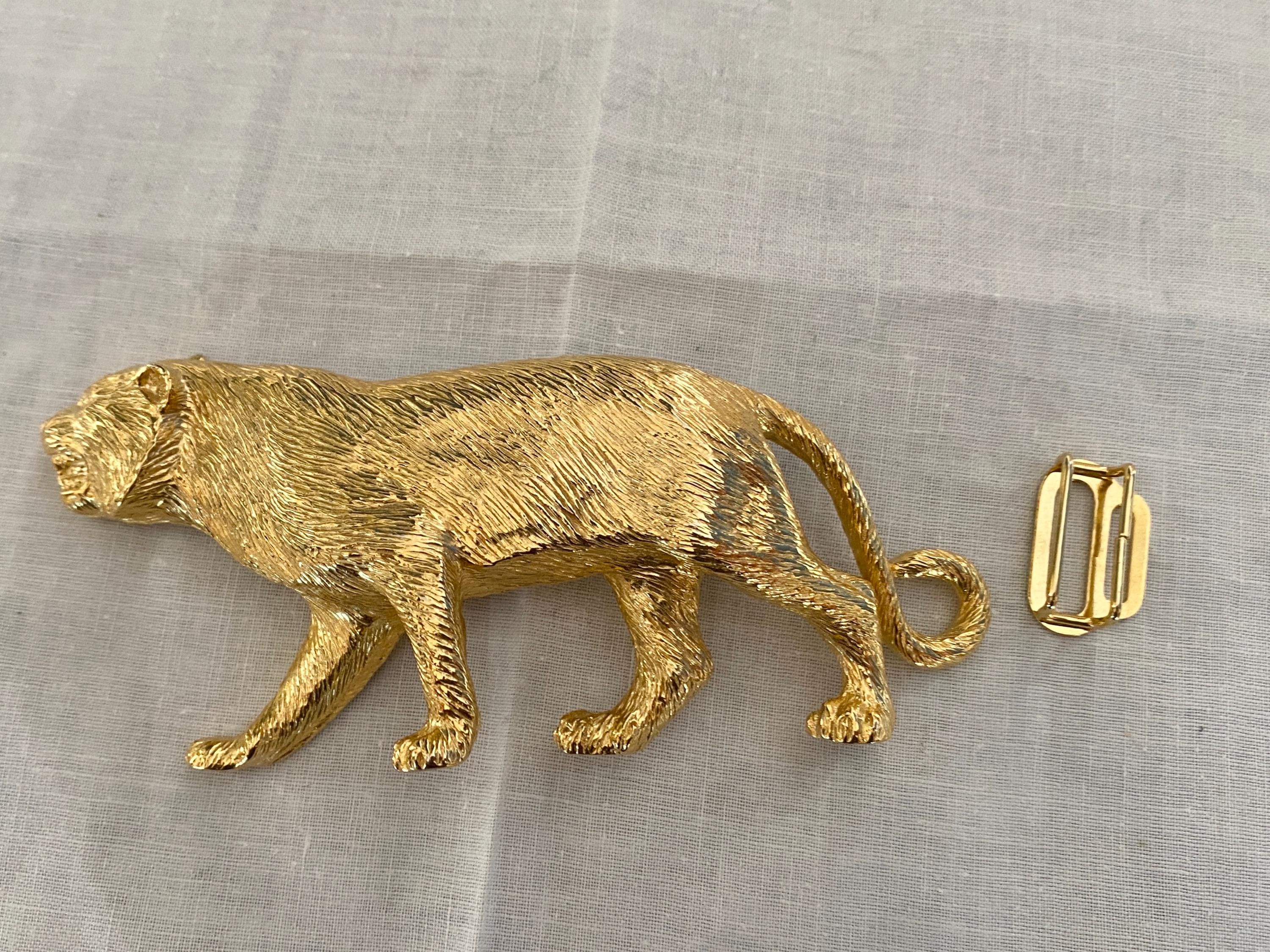 Vintage Accessocraft NYC Gold Tone Lion Head Belt Buckle Large Rare ACCESSOCRAFT NYC Signed Lion Gold Plated Vintage  main image 2