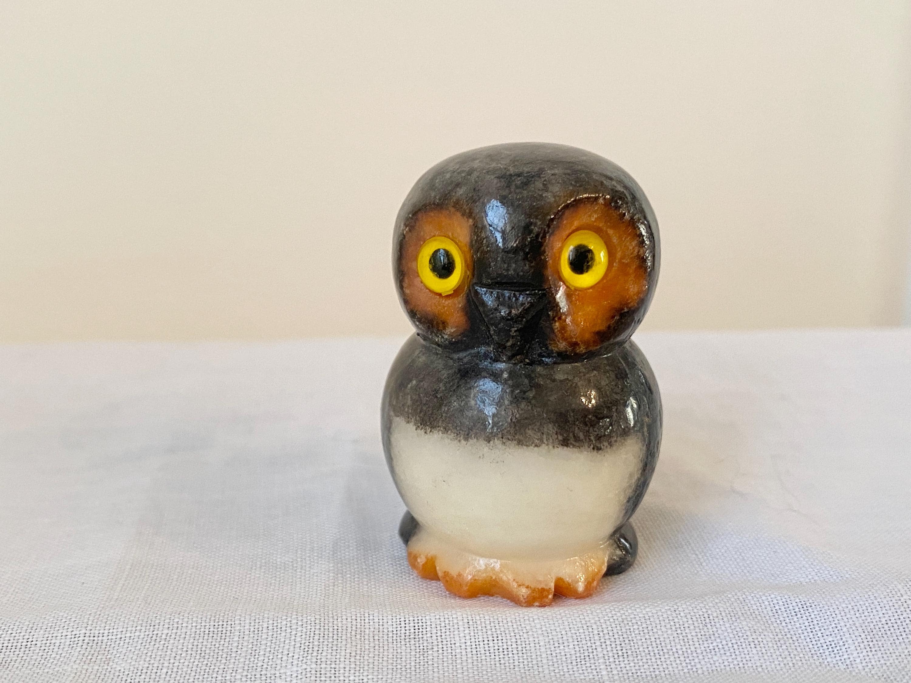 Vintage MCM Small Carved Owl Figure Made in Italy