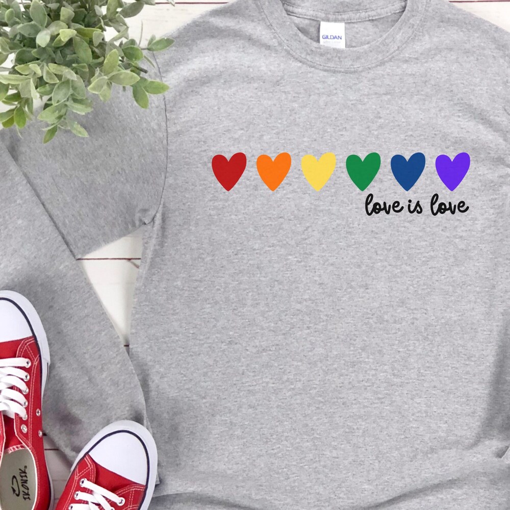 Pride Love Is Love Long Sleeve T-Shirt | Valentines Day Love Long Sleeve Tee | Valentine'S Day T-Shirt | Unisex Long Sleeve Tee | Lgbtq Love Amitytees