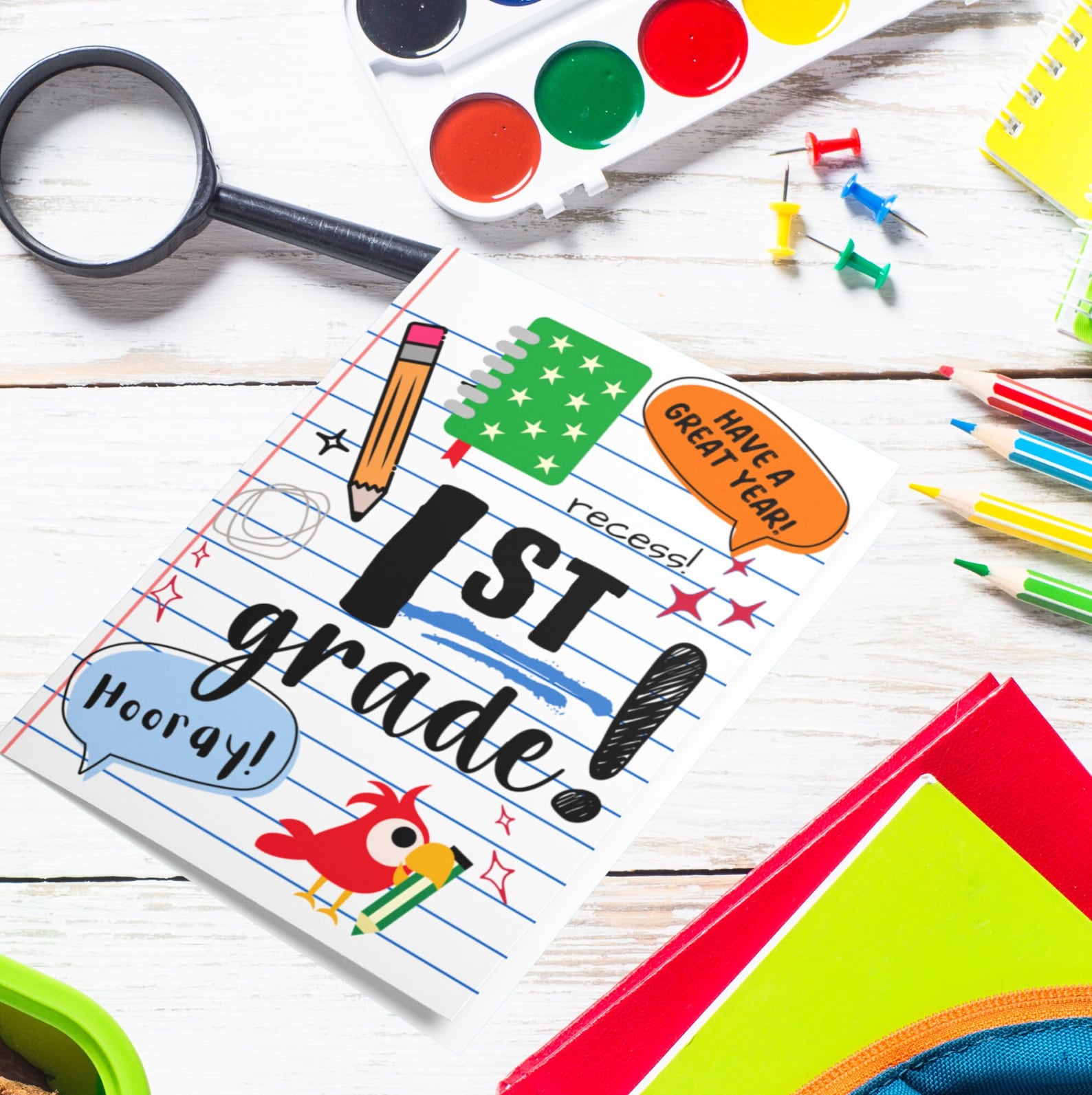 1st Grade Back-to-school Greeting Card | Celebrate the Start of the ...