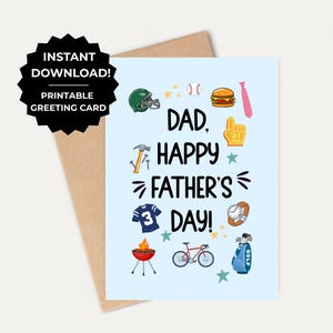 Carte de fête des pères à imprimer à la maison pour papa sportif