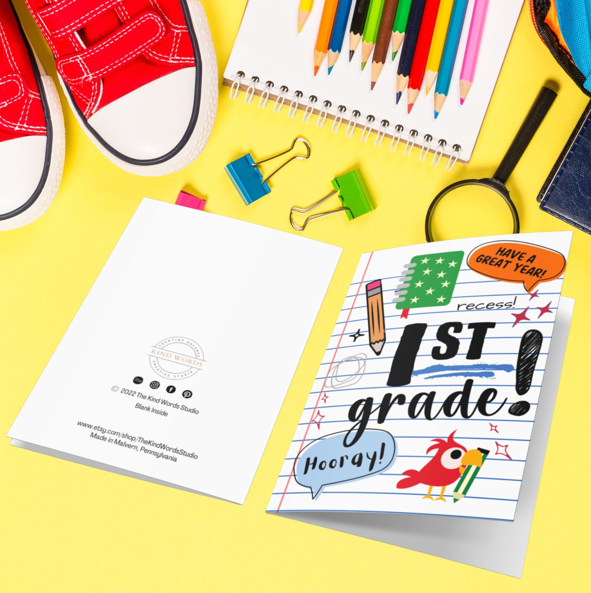 1st Grade Back-to-school Greeting Card | Celebrate the Start of the ...