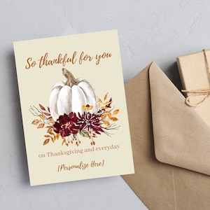 Thanksgiving Card | Personalized Notecard | Happy Thanksgiving | Pumpkin | Thanksgiving Card for Friend | Notecard + Envelope | 4.25 x 5.5