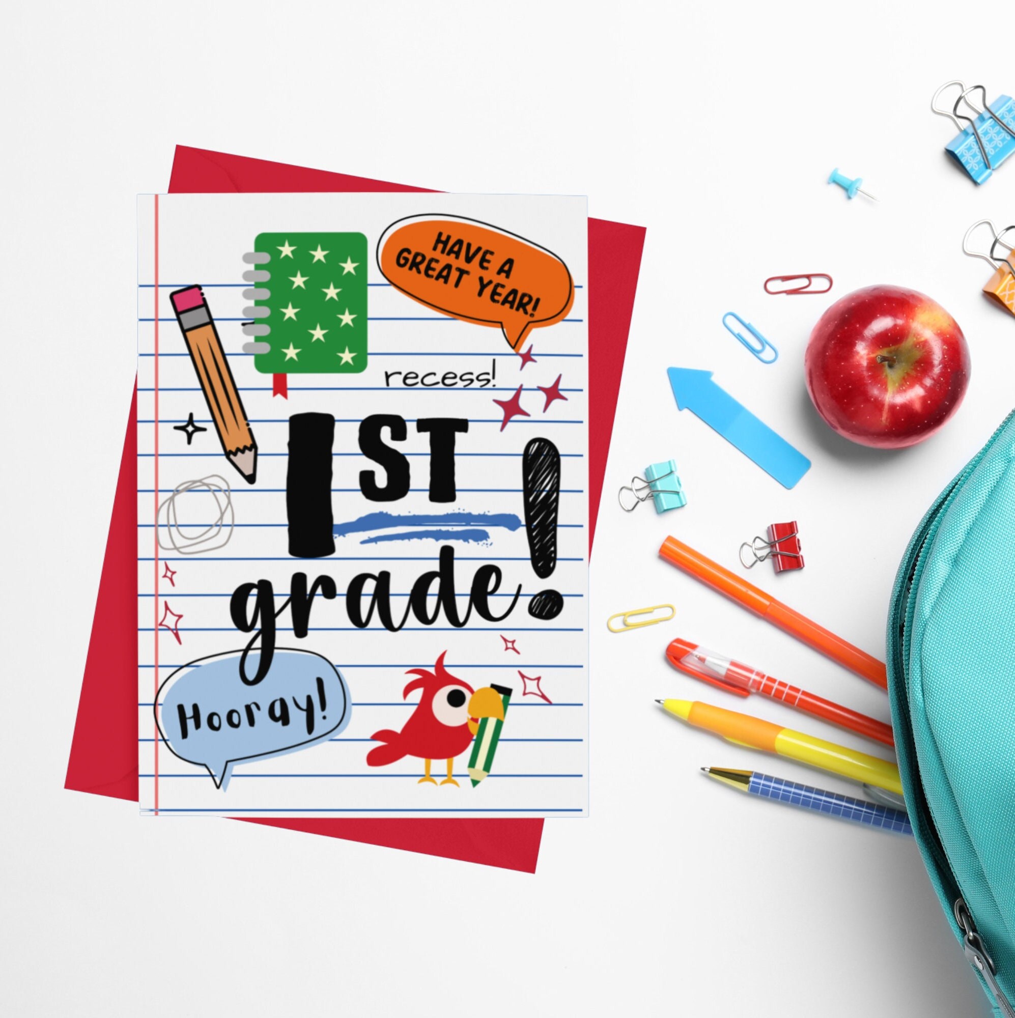 1st Grade Back-to-school Greeting Card | Celebrate the Start of the ...