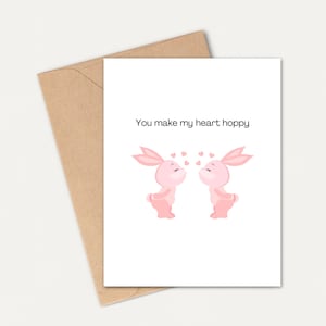 Sweet Bunny Valentine&#39;s Day Card: Anniversary, Engagement, or Everyday Love
