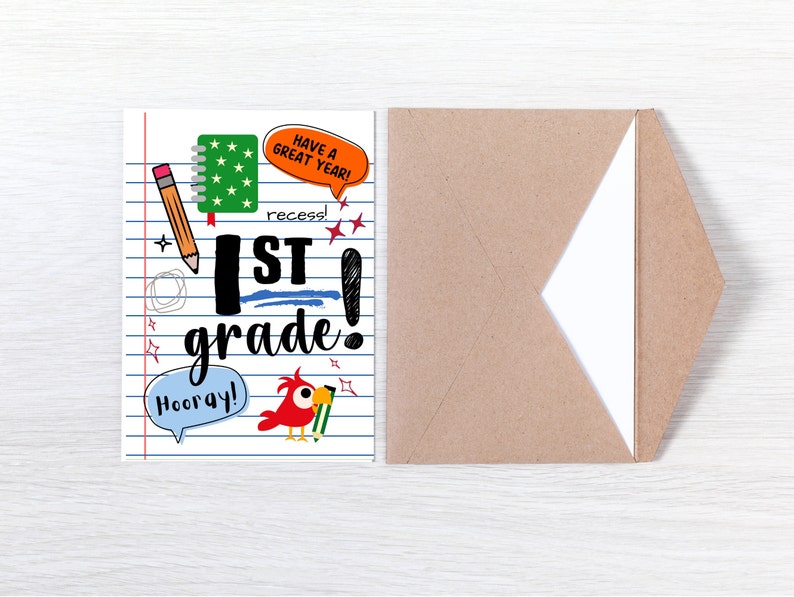 1st Grade Back-to-school Greeting Card | Celebrate the Start of the ...