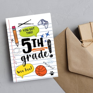 5th Grade Back-To-School Greeting Card: Colorful Collage (5x7 A7)