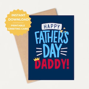 Thuis vaderdagkaart afdrukken voor papa van Young Child Gedurfde Happy Card voor coole vader van zoon of dochter blanco binnenkant