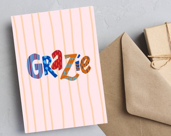 Grazie Notecard | Thank You Card | Italian Thank You | Gratitude Card | Notecard + Envelope | 4.25 x 5.5 | A2