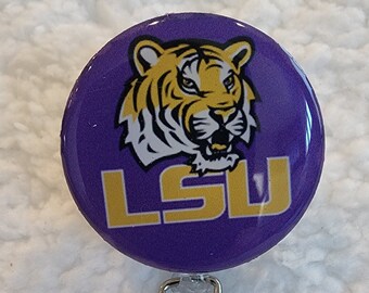 Louisiana State Purple Badge Reel - LSU Badge Reel - Nurse Badge Reel - Retractable Badge Pull - Badge Holder - State Badge Reel