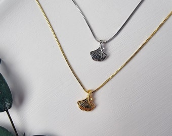 Sterling Silver Ginkgo Pendant Necklace For Women • Gold Silver Charm Dainty Necklace • Gifts For Her • Minimalist Statement Jewelry For Mom
