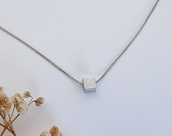 Sterling Silver Cube Pendant Necklace For Women • Silver Charm Dainty Necklace • Gifts For Her • Minimalist Statement Jewelry For Mom