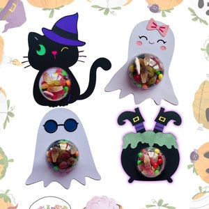 Halloween Candy Dome SVG Bundle: Ghost, Cauldron, Cat (Digital Download)