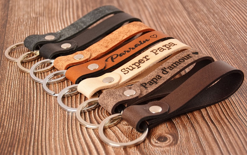 Personalized Leather Keychain, Gift to Personalize, Personalized Men's Gift, Dad, Godfather, Godmother, Grandpa Wedding, Father's Day Gift image 6