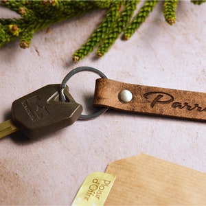 Personalized Leather Key Ring, Men's Key Ring, Personalized Gift, Godfather Key Ring, Leather Key Ring, Men's Gift, Dad, Father's Day image 2