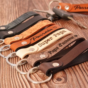 Personalized Leather Keychain, Gift to Personalize, Personalized Men's Gift, Dad, Godfather, Godmother, Grandpa Wedding, Father's Day Gift image 1