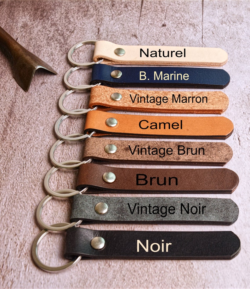 Gepersonaliseerde lederen sleutelhanger, sleutelhanger voor heren, gepersonaliseerd cadeau, peetvader sleutelhanger, lederen sleutelhanger, herencadeau, vader, Vaderdag afbeelding 5