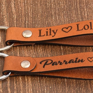 Personalized Leather Keychain, Gift to Personalize, Personalized Men's Gift, Dad, Godfather, Godmother, Grandpa Wedding, Father's Day Gift image 3