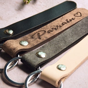 Personalized Leather Key Ring, Men's Key Ring, Personalized Gift, Godfather Key Ring, Leather Key Ring, Men's Gift, Dad, Father's Day image 3