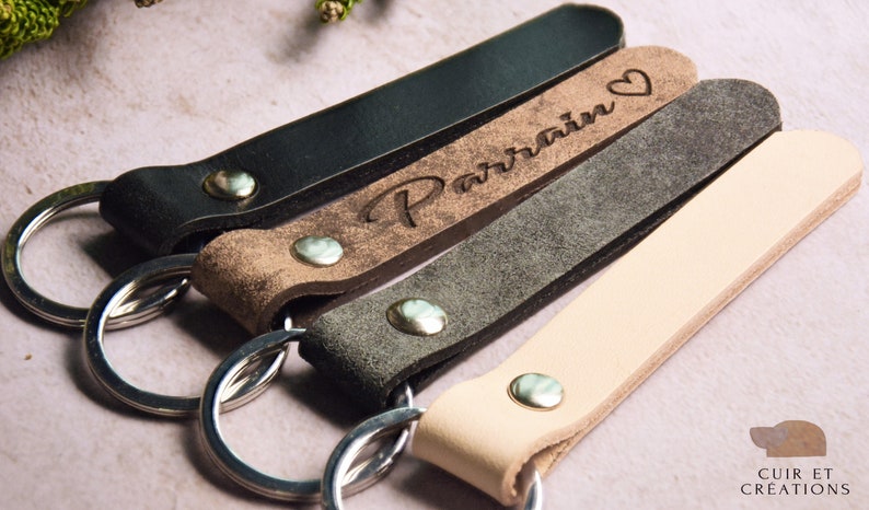 Personalized Leather Key Ring, Men's Key Ring, Personalized Gift, Godfather Key Ring, Leather Key Ring, Men's Gift, Dad, Father's Day image 3