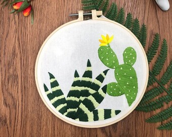 Plants Embroidery Kit For Beginner | Modern Embroidery Kit For Gift | Hand Plants Embroidery Full Kit For Her | DIY Craft Cross Stitch Kit