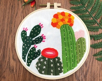 Plants Embroidery Kit For Beginner | Modern Embroidery Kit For Gift | Hand Plants Embroidery Full Kit For Her | DIY Craft Cross Stitch Kit