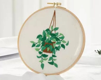 Plants Embroidery Kit For Beginner | Modern Embroidery Kit For Gift | Hand Plants Embroidery Full Kit For Her | DIY Craft Cross Stitch Kit
