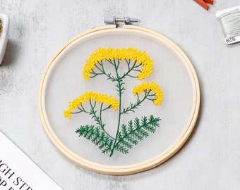 Transparent Embroidery Kit For Beginner | Modern Embroidery Kit For Gift | Hand Flower Embroidery Kit For Her | DIY Craft Cross Stitch Kit