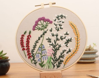 Flower Embroidery Kit For Beginner | Modern Embroidery Kit For Gift | Hand Floral Embroidery Full Kit For Her | DIY Craft Cross Stitch Kit