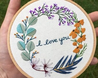 Flower Embroidery Kit For Beginner | Modern Embroidery Kit For Gift | Hand Floral Embroidery Full Kit For Her | DIY Craft Cross Stitch Kit
